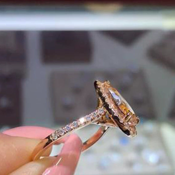 Women's Fairy Style Alloy Drop Shape Ring With Electroplated Champagne Diamond Accent Hand Jewelry Gift