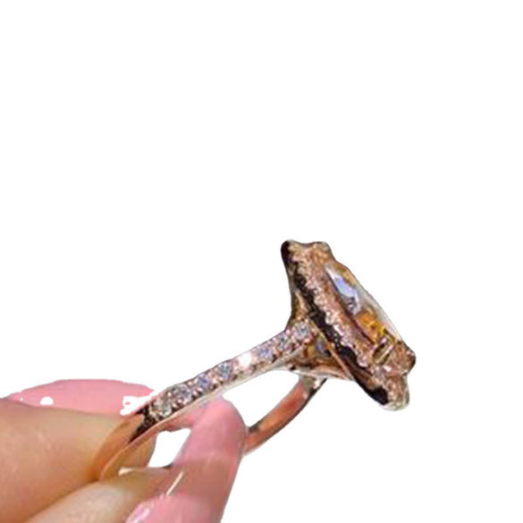 Women's Fairy Style Alloy Drop Shape Ring With Electroplated Champagne Diamond Accent Hand Jewelry Gift