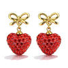 Women's Fairy Style Copper Bow Tie And Heart Shape Earrings With Electroplated Full Diamond Look Festive Cute Gift Jewelry