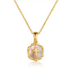 Women's Fairy Style Copper Cross Necklace With Round Geometric Pendant And Electroplated Clavicle Chain Fashion Jewelry