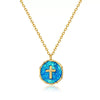 Women's Fairy Style Copper Cross Necklace With Round Geometric Pendant And Electroplated Clavicle Chain Fashion Jewelry