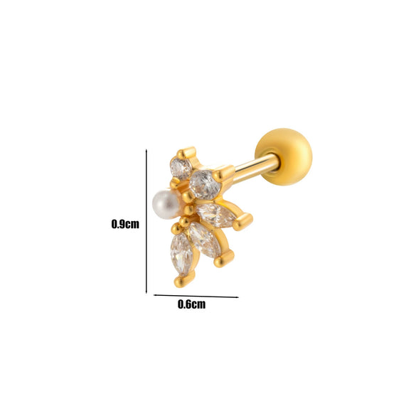 Women's Fashion Allmatch Copper Ear Bone Nail With Flower Pattern