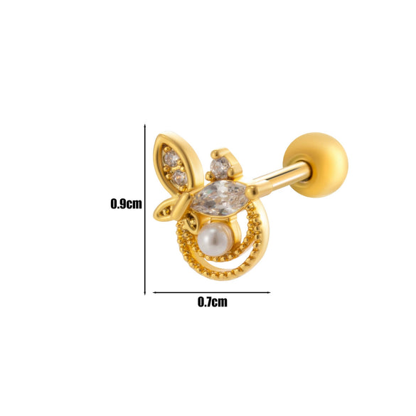 Women's Fashion Allmatch Copper Ear Bone Nail With Flower Pattern