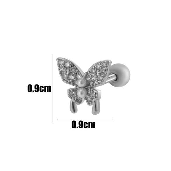 Women's Fashion Allmatch Copper Ear Bone Nail With Flower Pattern