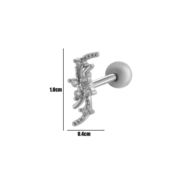 Women's Fashion Allmatch Copper Ear Bone Nail With Flower Pattern