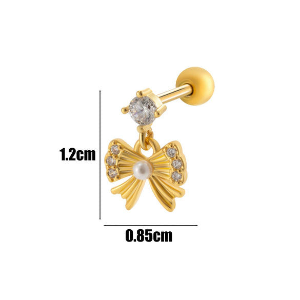 Women's Fashion Allmatch Copper Ear Bone Nail With Flower Pattern