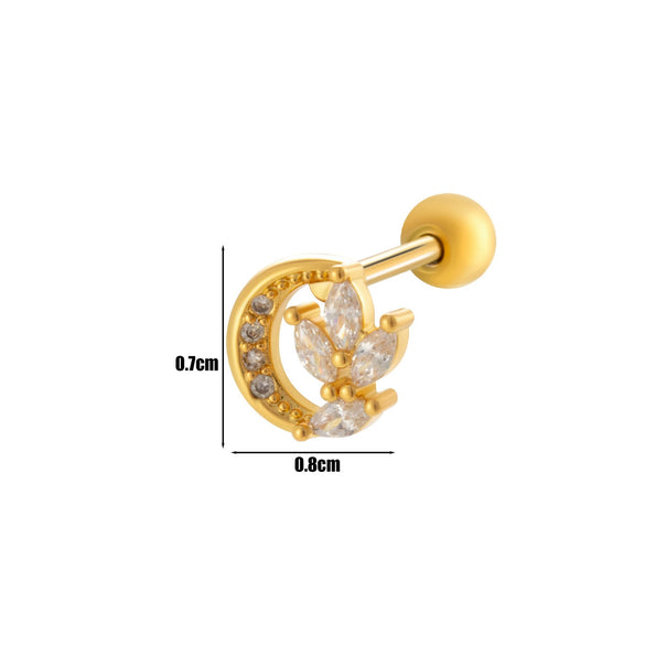 Women's Fashion Allmatch Copper Ear Bone Nail With Flower Pattern
