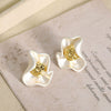 Women's Fashion Allmatch Metal Pleated Flower Earrings Copper Geometric Electroplated