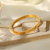 Women's Fashion Allmatch Stainless Steel Bracelet With 18K Gold Twill Inlaid White Zircon And Geometric Design