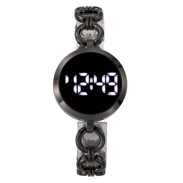 Women's Fashion Alloy Band Round Dial Electronic Pointer Touch Screen Chain Watch With Printed Logo