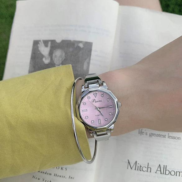 Women's Fashion Alloy Band Round Dial Quartz Bracelet Watch