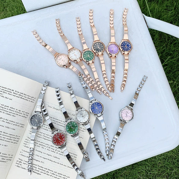 Women's Fashion Alloy Band Round Dial Quartz Bracelet Watch