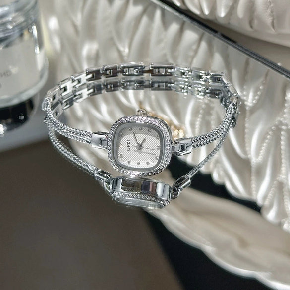 Women's Fashion Alloy Bracelet Square Mini Watch