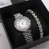 Women's Fashion Alloy Bracelet Wristwatch Set With Round Dial And Horseshoe Buckle