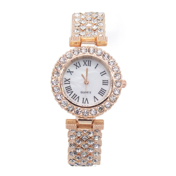 Women's Fashion Alloy Bracelet Wristwatch Set With Round Dial And Horseshoe Buckle