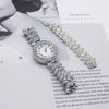 Women's Fashion Alloy Bracelet Wristwatch Set With Round Dial And Horseshoe Buckle