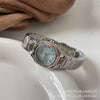 Women's Fashion Alloy Case Quartz Watch With Diamondencrusted Polygon Design And Steel Band