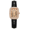 Women's Fashion Alloy Case Rectangular Quartz Belt Watch Set With Imitation Leather Strap And Stainless Steel Buckle