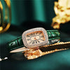 Women's Fashion Alloy Case Rectangular Quartz Belt Watch Set With Imitation Leather Strap And Stainless Steel Buckle