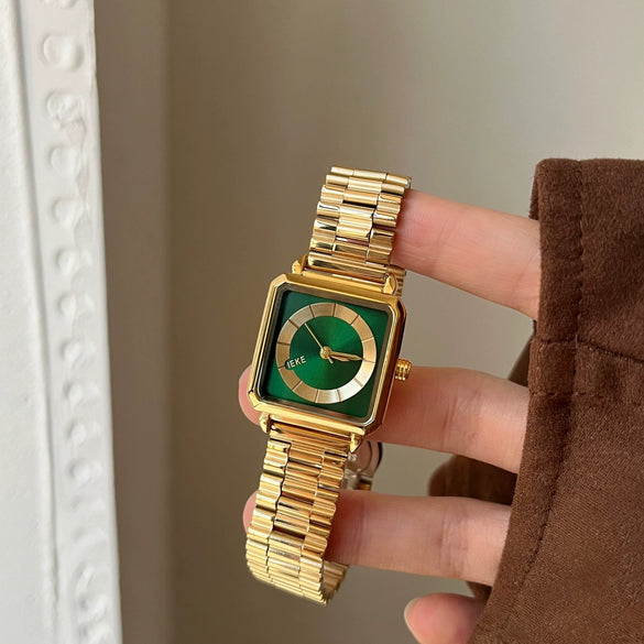 Women's Fashion Alloy Case Stainless Steel Strap Rectangle Dial Watch