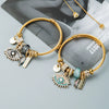 Women's Fashion Alloy Crystal Evil Eye Pendant Bracelet With Elegant Gold Plated Finish