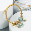 Women's Fashion Alloy Crystal Evil Eye Pendant Bracelet With Elegant Gold Plated Finish