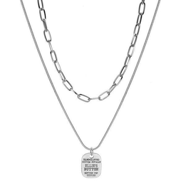 Women's Fashion Alloy Geometric Double Layer Sweater Chain Necklace With Electroplated Light Luxury Design