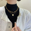 Women's Fashion Alloy Geometric Double Layer Sweater Chain Necklace With Electroplated Light Luxury Design