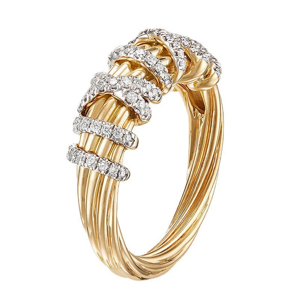 Women's Fashion Alloy Geometric Ring With Gold Tone Electroplated Finish And Inlaid Rhinestone Accent
