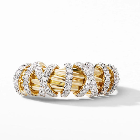 Women's Fashion Alloy Geometric Ring With Gold Tone Electroplated Finish And Inlaid Rhinestone Accent