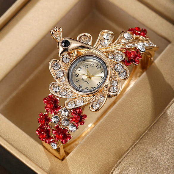 Women's Fashion Alloy Malachite Quartz Pendant Watch With Round Dial