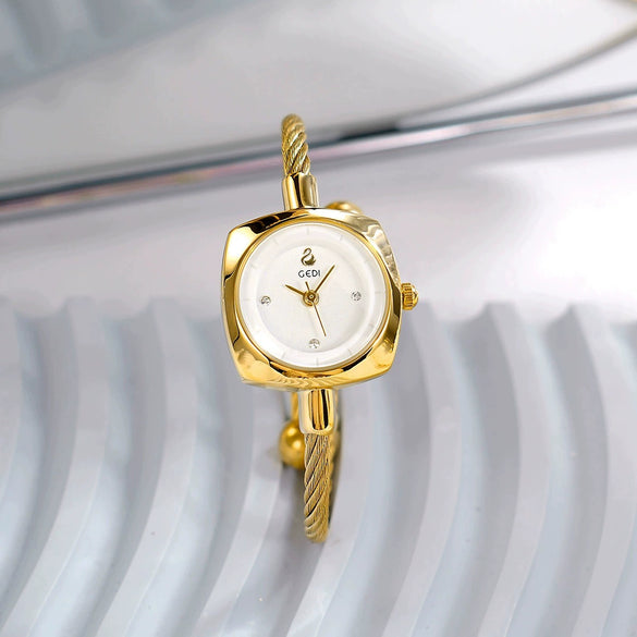 Women's Fashion Alloy Metal Braided Rope Bracelet Simple Quartz Watch With Round Dial