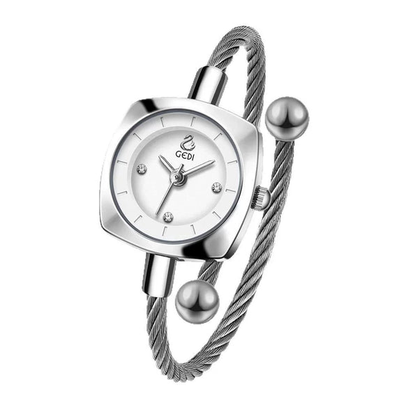 Women's Fashion Alloy Metal Braided Rope Bracelet Simple Quartz Watch With Round Dial