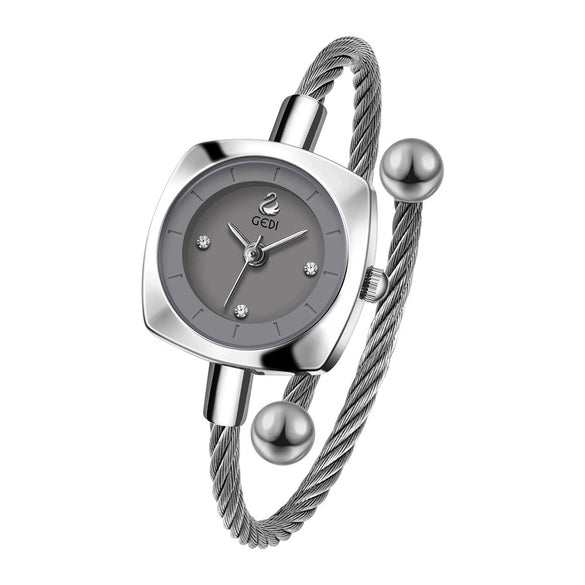 Women's Fashion Alloy Metal Braided Rope Bracelet Simple Quartz Watch With Round Dial