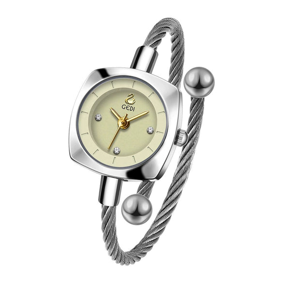 Women's Fashion Alloy Metal Braided Rope Bracelet Simple Quartz Watch With Round Dial