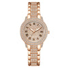 Women's Fashion Alloy Metal Roman Pattern Diamondencrusted Watch Bracelet With Copper Clasp And Round Dial