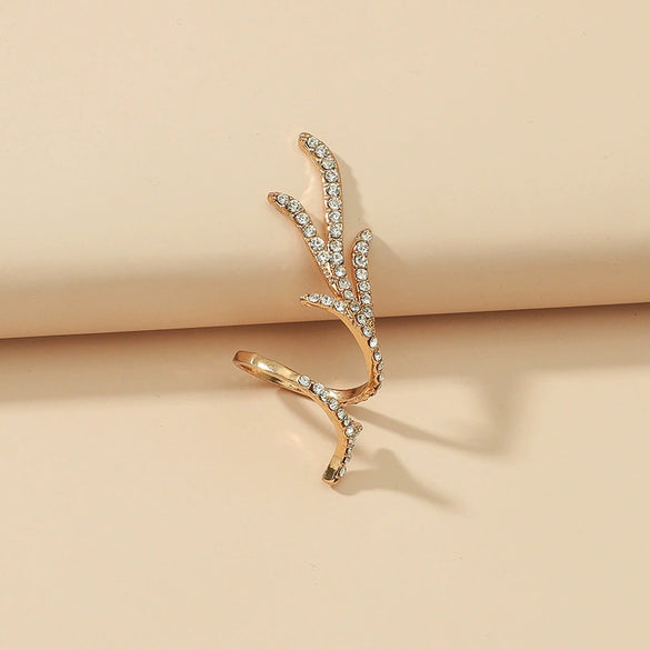 Women's Fashion Alloy Open Geometric Branch Ring With Zircon Crystal Accents Set With Stones