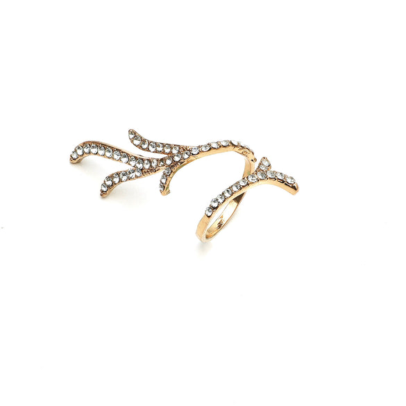 Women's Fashion Alloy Open Geometric Branch Ring With Zircon Crystal Accents Set With Stones