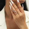 Women's Fashion Alloy Open Geometric Branch Ring With Zircon Crystal Accents Set With Stones