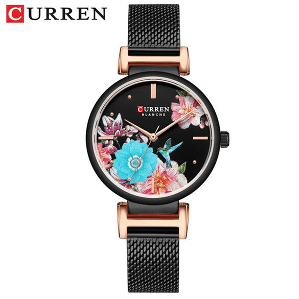 Women's Fashion Alloy Quartz Watch With Printed Butterfly And Stainless Steel Strap