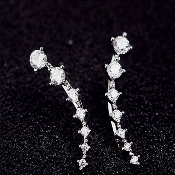 Women's Fashion Alloy Rhinestone Geometric Long Dangle Earrings With Electroplated Finish