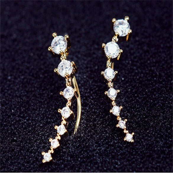 Women's Fashion Alloy Rhinestone Geometric Long Dangle Earrings With Electroplated Finish