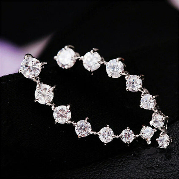 Women's Fashion Alloy Rhinestone Geometric Long Dangle Earrings With Electroplated Finish
