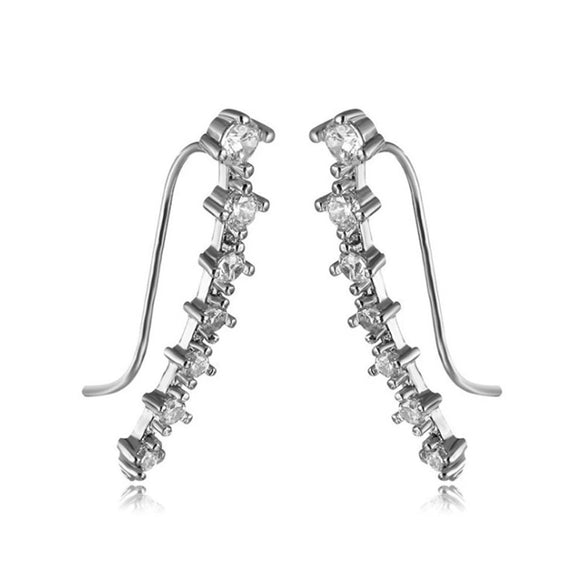 Women's Fashion Alloy Rhinestone Geometric Long Dangle Earrings With Electroplated Finish