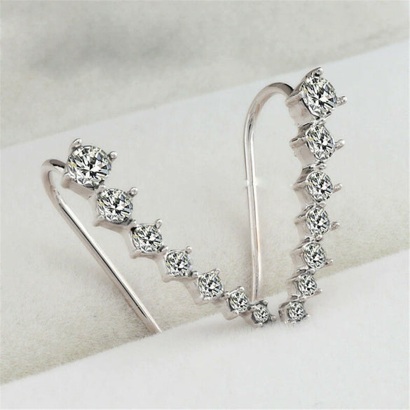 Women's Fashion Alloy Rhinestone Geometric Long Dangle Earrings With Electroplated Finish