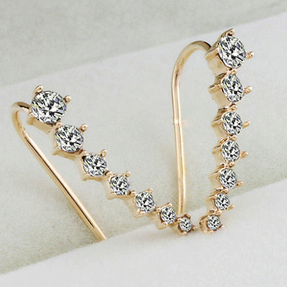 Women's Fashion Alloy Rhinestone Geometric Long Dangle Earrings With Electroplated Finish