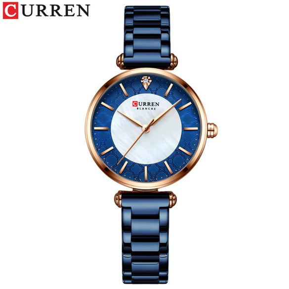 Women's Fashion Alloy Shell Round Dial Quartz Casual Waterproof Watch With Rhinestones
