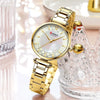 Women's Fashion Alloy Shell Round Dial Quartz Casual Waterproof Watch With Rhinestones