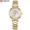 Women's Fashion Alloy Shell Round Dial Quartz Casual Waterproof Watch With Rhinestones