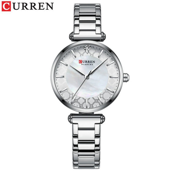 Women's Fashion Alloy Shell Round Dial Quartz Casual Waterproof Watch With Rhinestones